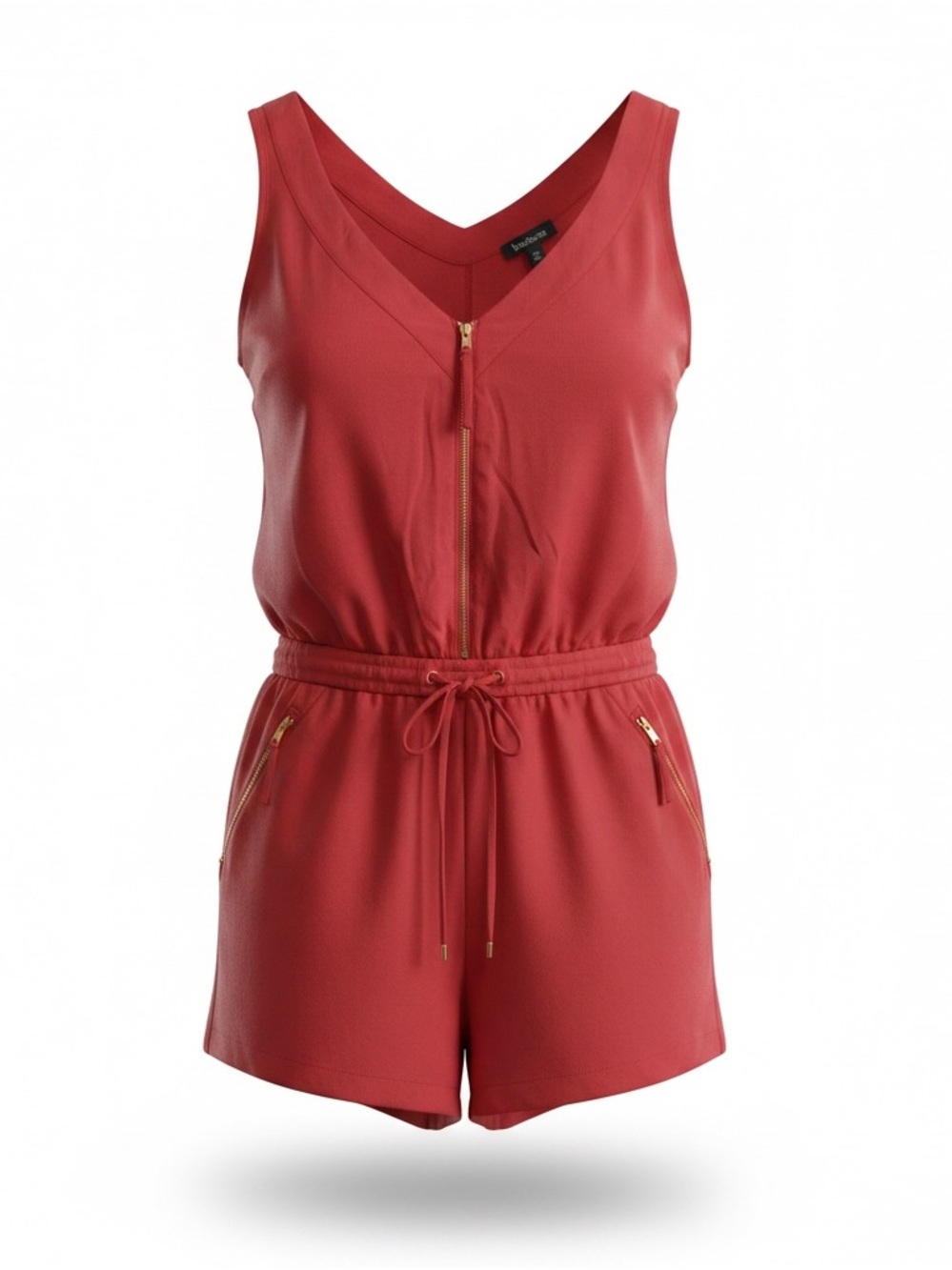 bebe Coral-Red Sleeveless Zip Romper